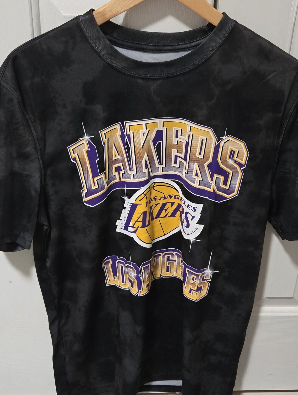 NBA Grey & Black Tee with NBA Lakers Logo, Adult Medium